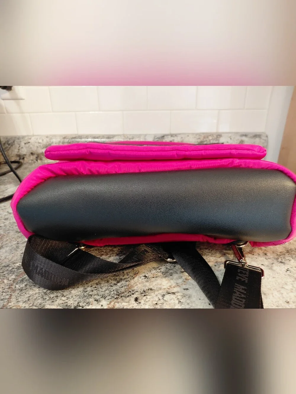 Steve Madden Hot Pink Black Nylon Bag Backpack W/Multiple Pockets Compartments